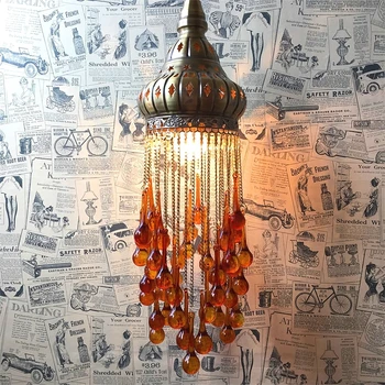 Marokkansk, tyrkisk Style Retro Vintage Pendel E27 Base Middelhavs-Stil Mosaik Hængende Lampe luminaria