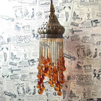 Marokkansk, tyrkisk Style Retro Vintage Pendel E27 Base Middelhavs-Stil Mosaik Hængende Lampe luminaria