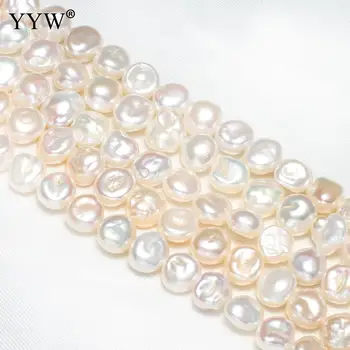 Keishi Uregelmæssige Kulturperler Freshwater Pearl Perler, Løse Perler Naturlige Hvidt 8-9mm Ca 0,8 mm Sælges Ca 15 Tommer Strand