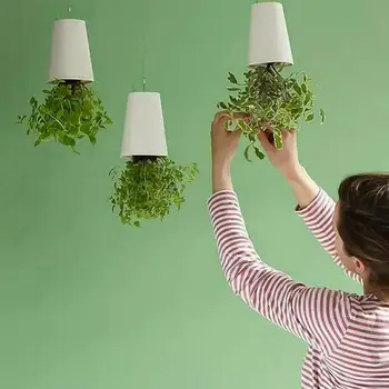 Flowerpot Let Upside-down Design Plast Dobbelt-lag Hængende Flower Pot til Hjemmet