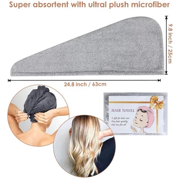 3 Stykker Microfiber Hår Håndklæde, Hurtig Tørring Hår Håndklæder, Super Absorberende, Hurtig Tørring