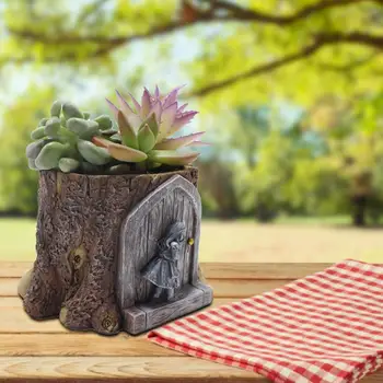 Flowerpot Brun Kreative Harpiks Udsøgt Træstub Saftige Krukker til Haven