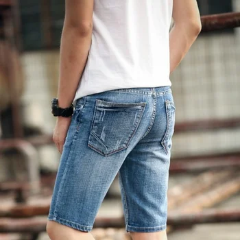 Plus Størrelse Herre Shorts om Sommeren koreansk Mode Mænd Classic Straight Slim Fit-Knæ-lange Bukser Casual Elastisk Denim Short