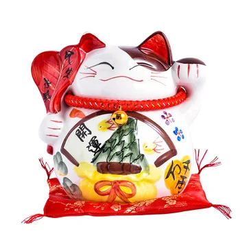 Keramiske Maneki Nek Lucky Cat Dekoration Heldig Dekoration Desktop Kabinet Vin Dekoration hjem tilbehør til udsmykning penge bank