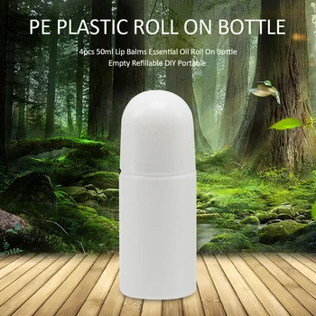 4stk 50 ml Tomme Genpåfyldelige DIY Genanvendelige Bærbare Rejse Med Roller Parfume Roll On Flaske Læbe Balsam Essential Oil Leak-proof