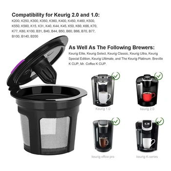 8 Pc ' er kan Genbruges K-Kopper-Og Filter Cup for Keurig 2.0&1.0 Universal Genopfyldning K Kopper Kaffe Filter