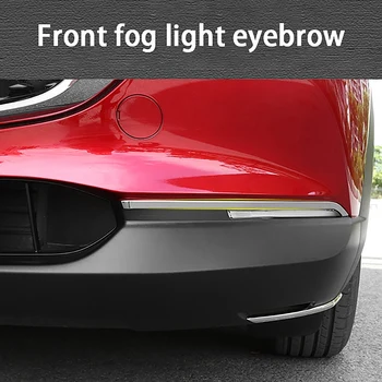 Bil Chrome Front Tåge Lys Øjenbryn Dække Trim Mærkat Pynt Dekoration Strips til Mazda CX-30 CX30 2020 2021