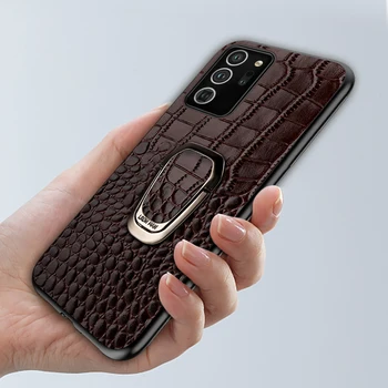 Ægte Koskind Læder taske til Samsung Galaxy Note 20 Ultra S20 A50 A70 A51 A71 5G Krokodille Stil Magnetisk Ring Kortholderen