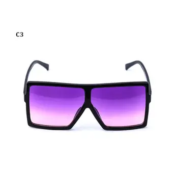 2021 Overdimensionerede Square Solbriller Kvinder Nye Luksus Mærke Trendy Flad Top Rød Blå Klar Linse Vintage Mænd Gradient Nuancer UV400