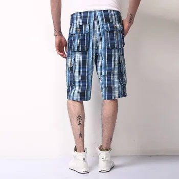 Sommeren Mænds Tøj Beach Shorts Løs Plus Size Multi-lomme Casual Plaid Bukser 2021 Modeller Jogging Boy Shorts Mænd