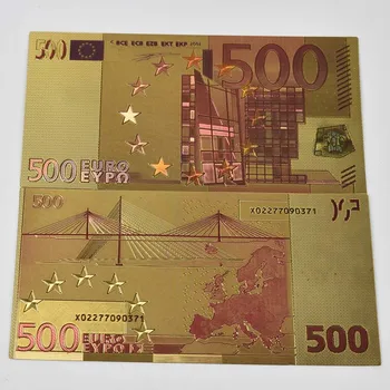 Guld 500 EuroBanknote Penge Papir Europæiske Farverige Folie Sedler med Guld Folie Kuvert