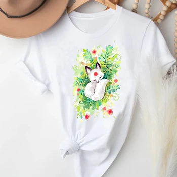 2021 Nye Kvinder Kat Casual Søde Dyr, Kawaii Fashion Forår Sommer Tøj Graphic T-Skjorte Top Dame Print Kvindelige Tee T-Shirt