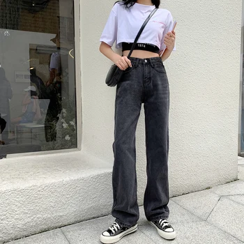 Kvinde Jeans Med Høj Talje Tøj Bred Ben Denim Blå Tøj Streetwear Vintage Kvalitet 2021 Mode Harajuku Lige Bukser