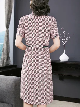 Real Silk koreanske Kjole Blomstret Elegant Sommer Kjole Midi Kjoler til Kvinder Mode 2021 Slank Vestidos HDS20Q1117-2 Pph324
