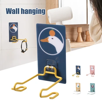 Wall Mount Holder Minimalistisk hårtørrer Beslag Punch Gratis Toilet Metal Storage Rack til Badeværelse håndklædeholder Tøj Rack