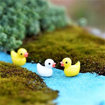 2 Stk Søde Gul Hvid Duck DIY Harpiks Fe Haven Håndværk Dekoration Miniature Landskab Ornamenter Dukkehus Tilbehør