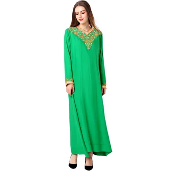 Ramadan Broderi Muslimske Abaya Dubai Muslimske Kjoler Abayas Kvinder Casual Kjole Femme Kaftan Islam Tøj Med Bælte F2993