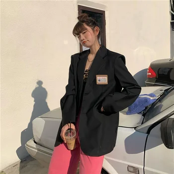 2021 Turn-down Krave Lange ærmer Kvinder ' s forårs jakke Solid Enkelt Breasted Lomme Mode Kvindelige pels Overtøj Toppe, Blazere