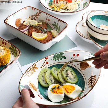 Japansk Kreative Tegnefilm Keramik Retter Service Sæt Husstand Søde Ris Skål At Spise Noodle Bowl Plade Restaurant Forsyninger