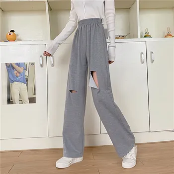 Sweatpants Kvinder Tøj Streetwear Bukser 2021 Sommer Mode Koreansk Stil Bred Ben Harajuku Baggy Sort Højtaljede Vintage