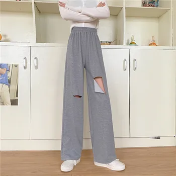 Sweatpants Kvinder Tøj Streetwear Bukser 2021 Sommer Mode Koreansk Stil Bred Ben Harajuku Baggy Sort Højtaljede Vintage