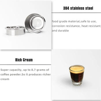 Capsulone Genanvendelige Kapsel Filter i Rustfrit Stål Cup Genopladelige Espresso Pod Med Metal Manipulere For illy-Kaffe Maskine Crema