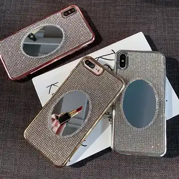 Den funklende rhinestone Europæiske spejl mønster er velegnet til 11 iPhone og iPhone-12 serier mobiltelefon tilfælde