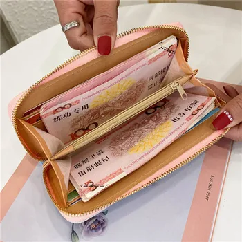 Gradient farve hånd tegnebog damer lang lynlås pung krokodille mønster card wallet taske mønt pung nye 2021