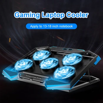 Laptop Cooler Cooling Pad 5Pcs Fans LED For Macbook Air/Pro 18 Tommer Dual USB Port Cooling Pad Bærbare Justerbar Notebook Stand