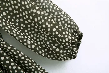 V Hals Elastisk Talje med Foring Kvindelige Kjoler Kvinder Smarte Mode-Polka Dot Chiffon Midi Kjole Vintage