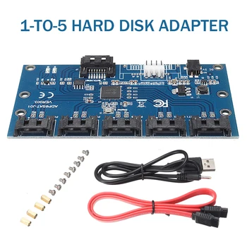 Nye SATA udvidelseskort 1 til 5 Port Harddisk SATA Adapter Computerens Bundkort Riser Card HUB Adaptere