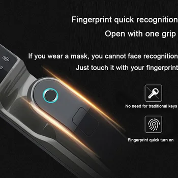 Smart WiFi ansigtsgenkendelse med Kamera Keyless Mobiltelefon Unlock Fingeraftryk Hjem Udendørs Elektrisk Deadbolt Smart dørlås