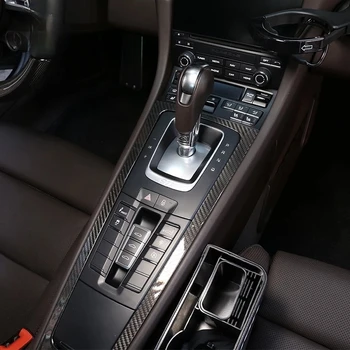 Ægte Carbon Fiber Bilen Centrale Konsol Gear Shift Panel Frame Trim Til Porsche 911 718 Cayman Boxster 2016-2019