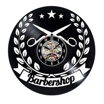 Kreative Frisør-Shop 3D vægur vinylplade Sort Frisør Hængende Se Horloges Salon Barbershop Indretning Kam, Saks
