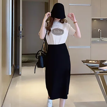 Nye Mode, Kvinder T-Shirts Geometriske Bogstaver Korte Ærmer Print Sommeren Kvindelige Tshirt Hvide Toppe Tee Afslappet Oversize Tshirt Kvinde