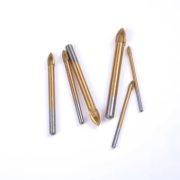 1 stk Titanium Belagt Bor Legering Hårdmetal Punkt med 4 skærekanter Fliser & Glas-Boret, el Værktøj, 10mm / 12mm