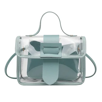 2021 Forår, Sommer Mode Kvinders Gennemsigtige Firkantede Sling Bag Cool PVC skuldertaske Messenger Taske Mobile Sød Dame Taske