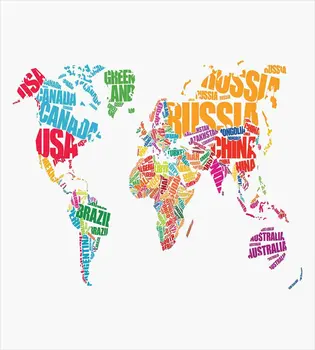 Verden Kort Duvet Cover Sæt Verden Kort med Navne på De Lande i Europa, Amerika, Afrika, Asien Grafisk Stil, Dekorativ 3 dele Seng