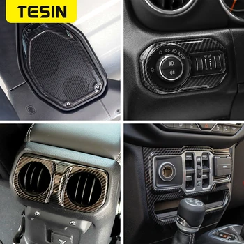 TESIN Bilens Instrumentbræt boligindretning Kit Cover Klistermærker til Jeep Wrangler JL 2018+ Tilbehør til Jeep Gladiator JT 2018+