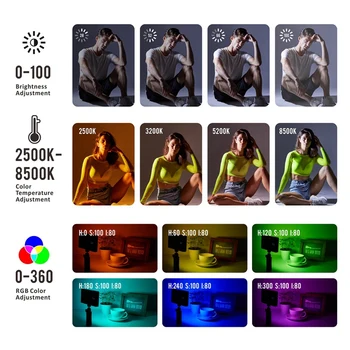 SL218W RGB Video Lys 2500-8500K Fuld Farve LED-Belysning Bærbare Kamera Lys Udfylde Lampe til Fotografering Telefon