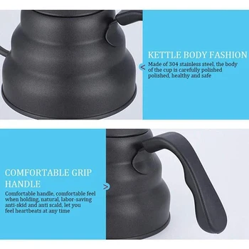 Retro Kaffe Pot Cloud Pulje 304 Rustfrit Stål Lavet Hånd Og Pot 950Ml Lang Munden Drop Kaffemaskine Størrelse: 32,5 x 14,5 cm