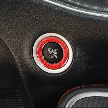 Start-Knappen Dække Ring Bil DIY Decal Indretning Engine Red Carbon Praktiske