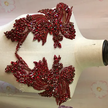Lager Mia003-2# vin rød håndlavet sten perler luksus foran skære tilbehør til dekorative/bryllup brude /fashion designer