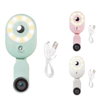 Vidvinkel Linse Live Meeting-Fyld Lys til Mobiltelefon, Kamera, Bærbare Clip-on Lampe Nat Selfie Fyld Lys