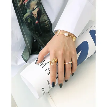 GRØN LILLA koreanske S925 Sterling Sølv Ringe for Kvinder INS Blade Justerbar Finger Ring Åbne Bred Sølv 925 Ring Boho Smykker