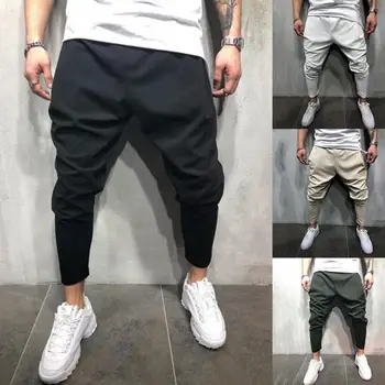 Koreansk Stil Afslappet Mænd Solid Farve Harem Bukser Hip Hop Jogging Sport Ankel-Bundet Bukser Streetwear til Mænd Mandlige Sport Pants