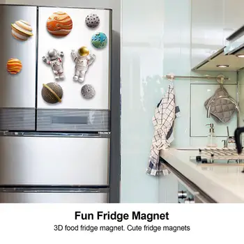 Kreative Astronaut Magnetisk Køleskab Magneter 3D Harpiks Planet Huttle Jupiter Saturn Solen Køleskab Magnet Besked Klistermærker