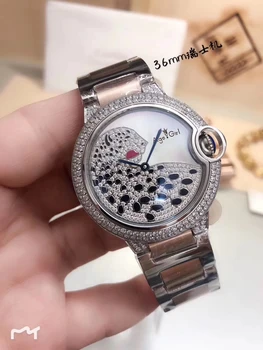 Classic Ny Mekanisk Kvinder Ure Mode Afslappet Sport Safir Guld Sølv 2 Række Diamanter Bezel Watch Sort Hvid AAA -+