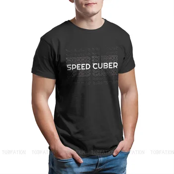 Hastighed Cuber Fading Mænd TShirt Cube 3D Puslespil Crewneck Kort Ærme Stof T-Shirt Humor Top Kvalitet Gave Idé