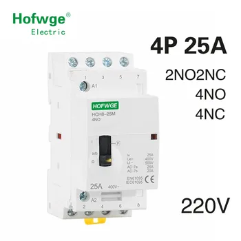 HCH8-25M 4P 25A 220V Din-Skinne Husstand AC Modulær Kontaktor Med Manuel Kontrol Skifte 4NO 2NO2NC eller 4NC